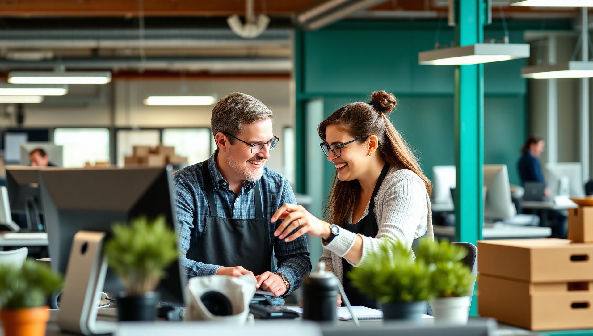 Authentic moment at work — people from Bender Group in a real work situation